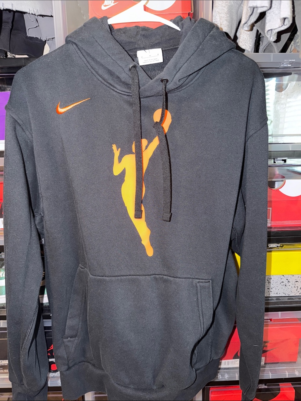 Nike Men’s Black Hoodie with Orange Basketball Silhouette